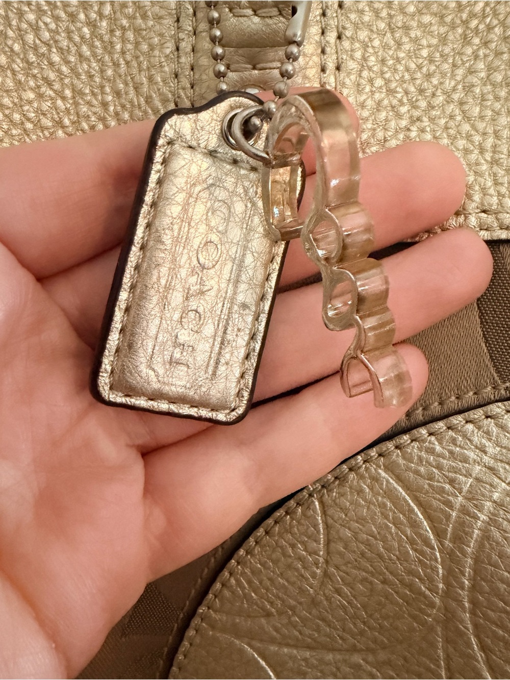 Coach Taupe Signature Canvas Tote with Cream Leather Accent - Picture 9 of 10